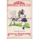 CRYSTAL PALACE Home programme v Kettering Town FA Cup 1st Round 27/11/1937. Lacks a staple due to