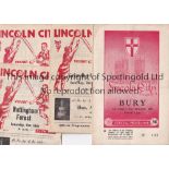 LINCOLN A collection of 7 Lincoln City home programmes v Hartlepools United 1947/48, Shrewsbury Town