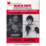 BOXING Eight programmes for Championship fights inc. Hagler v Sibson 11/2/83 with ticket, Mercedes v