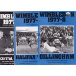 WIMBLEDON 1977/8 Twenty nine different programmes for their first in the Football league including