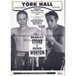 BOXING Twenty six programmes from York Hall with tickets / Press passes from the 1980's and 1990's