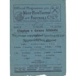 WEST HAM / ESSEX SENIOR CUP FINAL Single sheet programme at Upton Park Clapton v Grays Athletic