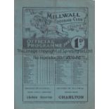 MILLWALL V TOTTENHAM HOTSPUR 1932 Programme for the League match at Millwall 29/10/1932, folded in