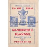 1948 FA CUP FINAL Pirate programme, issued by Victor, for man. Utd. V Blackpool, slight vertical