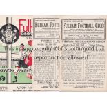 FULHAM A collection of 6 Fulham home programmes v Burnley, West Bromwich Albion 1946/47, Tottenham