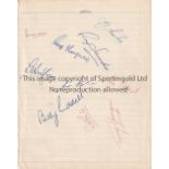 LIVERPOOL AUTOGRAPHS A lined sheet with 10 autographs from the late 1950's including Hughes,