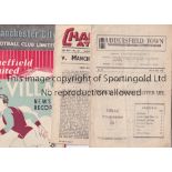 MAN UNITED Five Manchester United away programmes v Huddersfield 1946/47 , Charlton Athletic , Aston