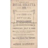 HENLEY REGATTA Programme (8 Page Card) from the Henley Royal Regatta 5/7/1883. Includes Grand