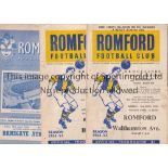 ROMFORD Nine home programmes v Walthamstow 11/4/1955, Barking 21/8/1954, Ilford 27/12/1955, Ramsgate