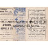 1946/47 Four programmes from the 1946/47 season. Arsenal v Sheffield United (Pirate- Ross), Fulham v