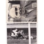 FOOTBALL PRESS PHOTOS Two original B/W photo with stamps on the reverse, 9" X 6" Alf Ramsey in