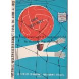 WORLD CUP 1954 Programme England v Belgium 17/6/1954 in Basel. Includes cigarette sticker and