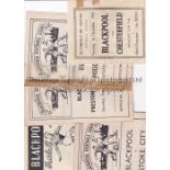 BLACKPOOL Nine home programmes v. Chesterfield 1/12/1945, small tape marks, Middlesbrough creased