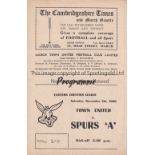 TOTTENHAM HOTSPUR Programme for the away Eastern Counties League match v. March Town United 5/11/