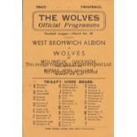 WOLVES Four page home programme v West Bromwich Albion 22/4/1946. Score and team changes inserted.