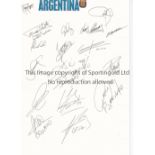 ARGENTINA / JAPAN FOOTBALL AUTOGRAPHS Two sheets of signatures from 2002 of the Argentina team