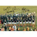 SCOTLAND Colour 12 x 8 photo of players lining up shoulder to shoulder prior to a 0-0 draw with