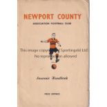 NEWPORT Newport County handbook for the 1939/40 season. Lacks staples. Fair to generally good