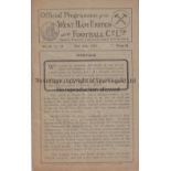 WEST HAM UNITED V SOUTH SHIELDS 1922 Programme for the League match at West Ham 2/12/1922, very