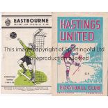 SUSSEX NON LEAGUE Two Sussex Non League programmes Hastings United v Chelmsford City 1948/49 (team