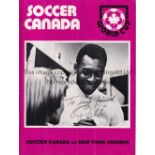 PELE Programme for Soccer Canada v New York Cosmos 10/9/1976. Cosmos included Pele and his picture