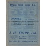 WOOD GREEN / WINDSOR & ETON Four Page programme Wood Green Town v Windsor & Eton Spartan League 11/