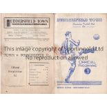 MANCHESTER UNITED Two away League programme v Huddersfield 49/50 slightly marked and minor paper