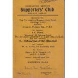 DONCASTER ROVERS Supporters' Club membership card with fixtures for 1951/2 season Generally good