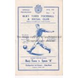 TOTTENHAM HOTSPUR Programme for the away Eastern Counties League match v Bury Town 25/8/1962, slight