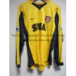 SYLVAIN WILTORD ARSENAL SHIRT Player issue long sleeve yellow with blue and yellow sleeve shirt