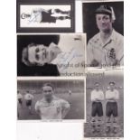 PRESTON NORTH END AUTOGRAPHS Six postcard size B/W photos and pictures, 3 of which are signed by Tom