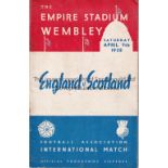 ENGLAND / SCOTLAND Programme England v Scotland at Wembley 9/4/1938. Staple rust. No writing. Fair