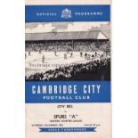 TOTTENHAM HOTSPUR Programme for the away ECL match v Cambridge City 23/3/1963, very slight