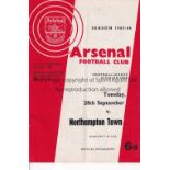 ARSENAL / NORTHAMPTON TOWN 1965 AUTOGRAPHS Programme for the League match at Arsenal 2/9/1965,