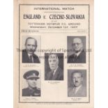 ENGLAND / CZECHOSLOVAKIA / SPURS Four page programme England v Czechoslovakia 1/12/1937 at White