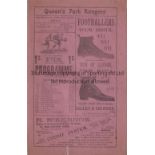 QPR V TOTTENHAM HOTSPUR 1903 Eight page fold-out programme for the Southern League match at