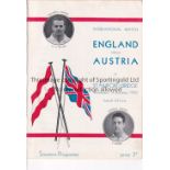 ENGLAND / AUSTRIA / CHELSEA Programme England v Austria 7/12/1932 at Stamford Bridge. Ex Bound