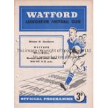 WATFORD V MILLWALL 1950 Programme for the League match at Watford 10/4/1950. Punched holes. Fair