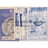 CHELSEA Five homes programme v Preston North End & Liverpool 46-47, v Blackburn & Sunderland 47-