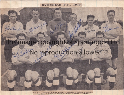 GATESHEAD FC AUTOGRAPHS 1952 A b/w magazine team group signed by all 11 players. Generally good