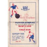 SCOTLAND V ENGLAND 1937 Programme for the International at Hampden Park 17/4/1937. Good