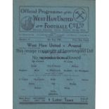 WEST HAM UNITED V ARSENAL 1945 Single sheet programme for the FLS match at West Ham 5/5/1945,