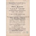 IPSWICH TOWN V CLAPTON ORIENT 1945 Programme for the League match at Ipswich 20/10/1945, punched
