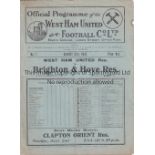 WEST HAM UNITED Home programme v. Brighton Reserves 31/8/1935, slightly creased Generally good