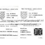 F.A. SUNDAY CUP FINALS Nine programmes: 1966, 1971, 1972, 1975, 1976, 1977, 1983, 1984 and 1985.