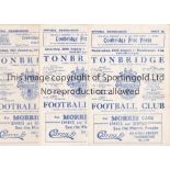 TONBRIDGE FC Seven Reserve team home Met. Lge. programmes v. Dunstable 24/1/59, Didcot 13/12/58,