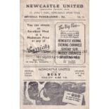 NEWCASTLE UNITED V BURY 1946 Programme for the League match at Newcastle 23/11/1946, horizontal