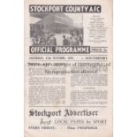 STOCKPORT COUNTY V SOUTHPORT 1946 Programme for the League match at Stockport 12/10/1946.