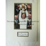 FRANZ BECKENBAUER AUTOGRAPH A colour 10" X 8" mounted picture of Beckenbauer holding the World Cup