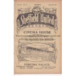 SHEFFIELD UNITED V ARSENAL 1921 Programme for the League match at Sheffield 2/4/1921, ex-binder.